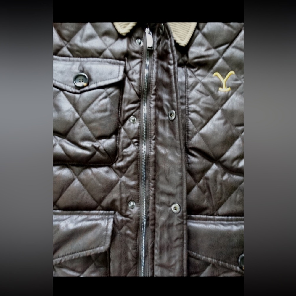 NWT Yellowstone Dutton Ranch faux leather Jacket Corduroy Collar size XL B310 - Picture 7 of 10
